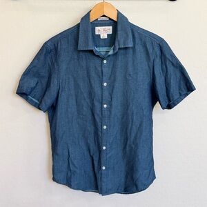 Original Penguin Short-Sleeve Blue Men's Button-Up Shirt Heritage slim Fit